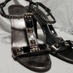 Prada silver studded bling heeled slingback sandal
